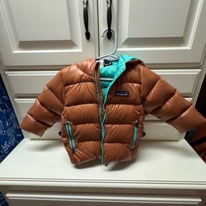 Patagonia Teal and Brown Puffer Jacket
